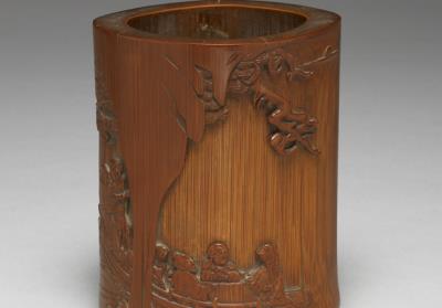 图片[2]-Bamboo brush holder depicting the Red Cliff, early Qing dynasty-China Archive